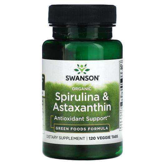 Основне фото товара Swanson, Organic Spirulina & Astaxanthin, Спіруліна, 120 т...