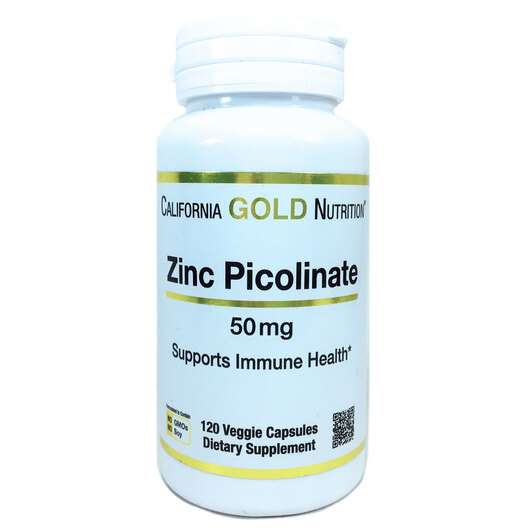 Основне фото товара California Gold Nutrition, Zinc Picolinate 50 mg, Пиколинат ци...