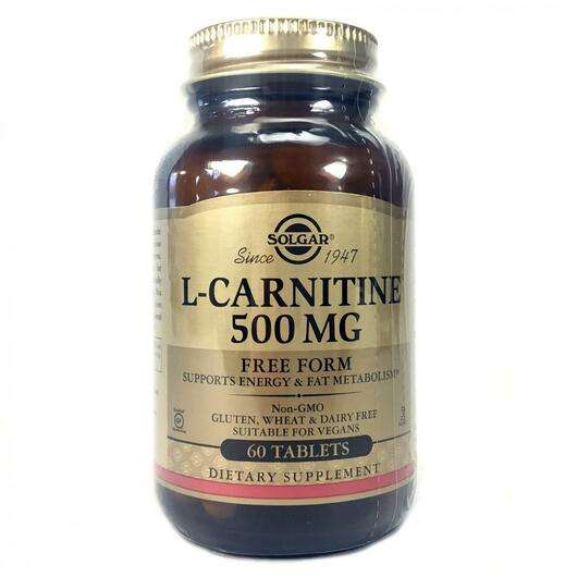 Основное фото товара Solgar, L-Карнитин 500 мг, L-Carnitine 500 mg 60, 60 таблеток