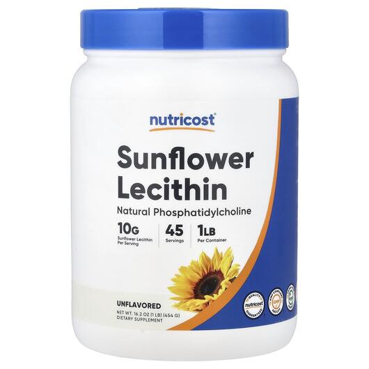 Основное фото товара Nutricost, Лецитин, Sunflower Lecithin Unflavored, 454 г