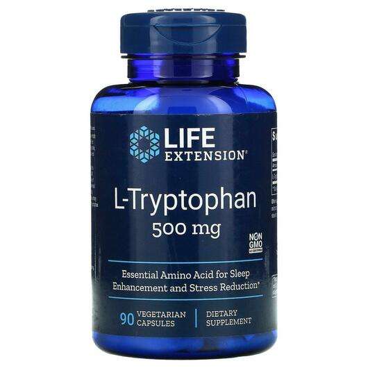 Основное фото товара Life Extension, L-Tриптофан 500 мг, L-Tryptophan 500 mg, 90 ка...