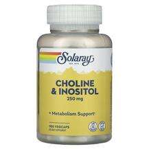 Solaray, Choline & Inositol 250 mg, Холін та Інозитол, 100...