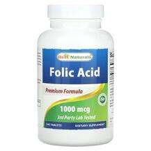 Best Naturals, Folic Acid 1000 mcg, Фолієва кислота, 240 таблеток