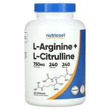 Nutricost, L-Аргинин, L-Arginine + L-Citrulline, 240 капсул