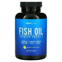 MAV Nutrition, Fish Oil Premium Omega 3 Lemon, Омега-3, 120 ка...