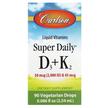 Carlson, Витамины D3 + K2, Super Daily D3 + K2, 2.54 мл