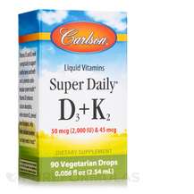 Carlson, Витамины D3 + K2, Super Daily D3 + K2 50 mcg / 2000 I...