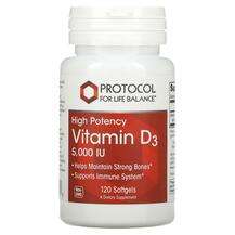 Protocol for Life Balance, Vitamin D3 High Potency 5000 IU, Ві...