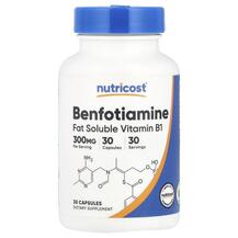 Бенфотіамін Benfotiamine 300 mg Nutricost 30 капсул