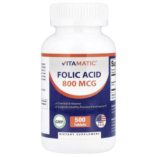 Основное фото товара Витамин B9 Фолиевая кислота, Folic Acid 800 mcg, 500 таблеток