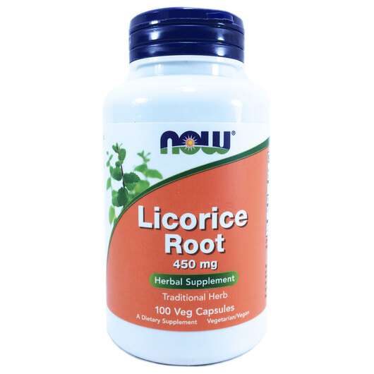 Основне фото товара Now, Licorice Root 450 mg, Корінь солодки 450 мг, 100 капсул