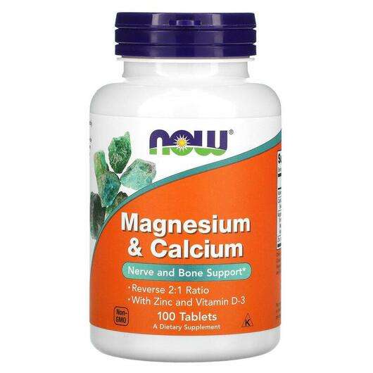 Основне фото товара Now, Magnesium Calcium, Магній Кальцій 2:1 Цинк D3, 100 таблеток