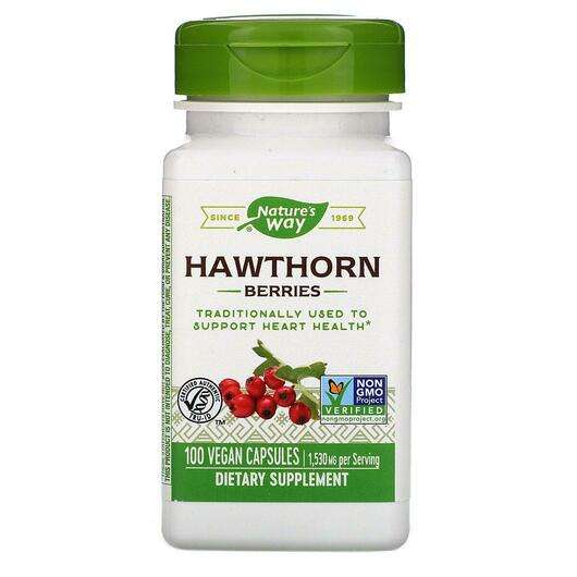 Основне фото товара Nature's Way, Hawthorn Berries 1530 mg 100 Vegan, Ягоди Глоду ...