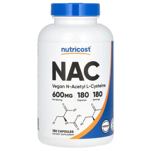 Основное фото товара N-ацетилцистеин, NAC Vegan N-Acetyl L-Cysteine 600 mg, 180 капсул