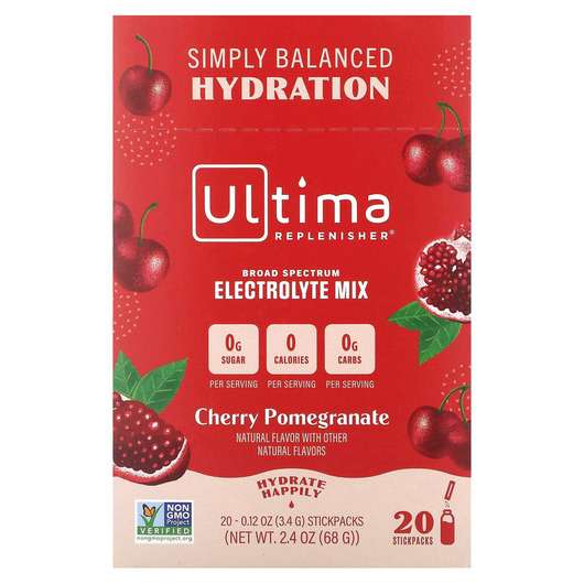 Основне фото товара Ultima Replenisher, Electrolyte Powder Cherry, Електроліти, 3.4 г