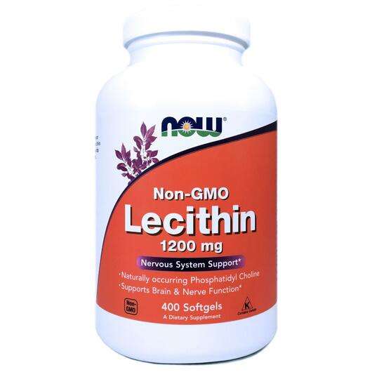 Основне фото товара Now, Lecithin 1200 mg Non GMO, Лецитин 1200 мг без ГМО, 400 ка...