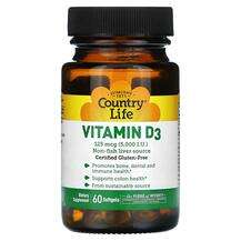 Country Life, Витамин D3, Vitamin D3 125 mcg 5000 IU, 60 капсул