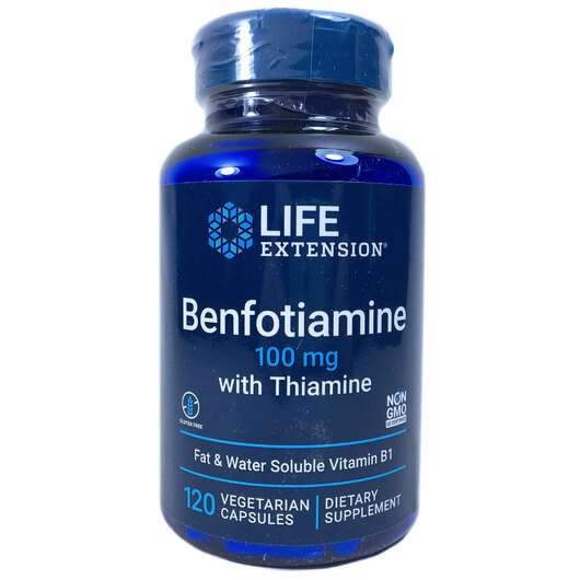 Основне фото товара Life Extension, Benfotiamine 100 mg, Бенфотіамін, 120 капсул