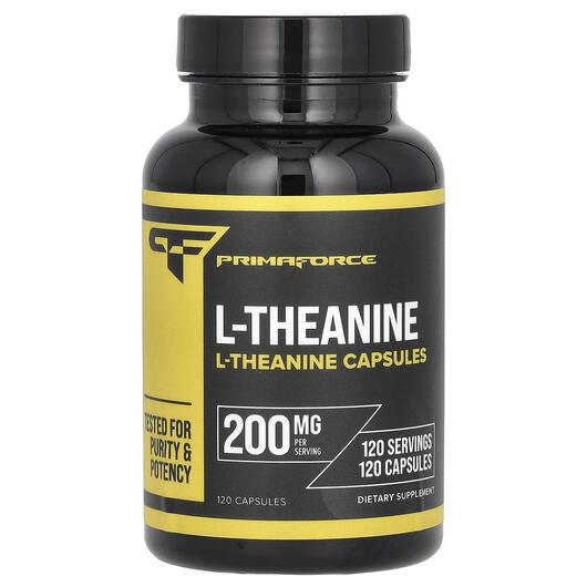 Основне фото товара L-Theanine 200 mg Основне фото товара Primaforce, L-Theanine 200 mg, L-Теанін, 120 капсул
