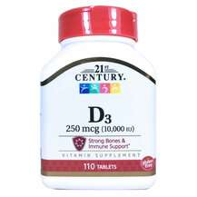 21st Century, Витамин D3 10000 МЕ, D3 250 mcg, 110 таблеток