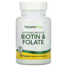Natures Plus, Биотин и Фолиевая кислота, Biotin Folic Acid 30,...