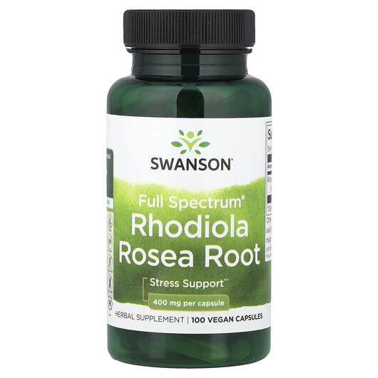 Основне фото товара Swanson, Full Spectrum Rhodiola Rosea Root 400 mg, Родіола, 100 к