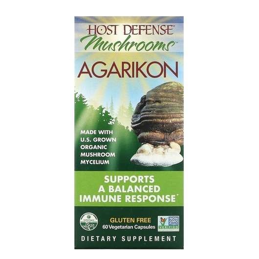 Основне фото товара Host Defense Mushrooms, Agarikon, Гриби Агарікон, 60 капсул