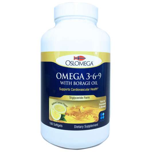 Основне фото товара Oslomega, Omega 3-6-9 with Borage Oil, Омега з маслом Бурачник...