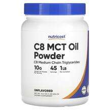 Nutricost, MCT Масло, C8 MCT Oil Powder Unflavored, 454 г