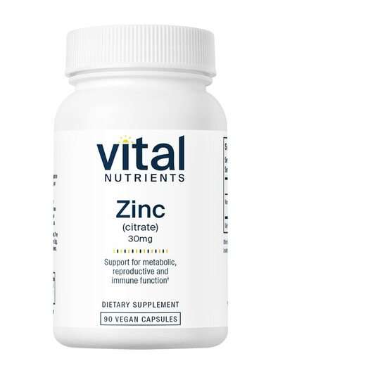 Основне фото товара Vital Nutrients, Zinc citrate 30 mg, Цитрат Цинку, 90 капсул