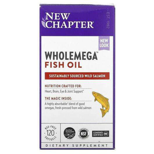 Основное фото товара New Chapter, Масло дикого лосося, Wholemega Fish Oil 1000 mg, ...