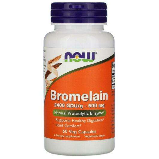 Основне фото товара Now, Bromelain 500 mg, Бромелайн 500 мг, 60 капсул