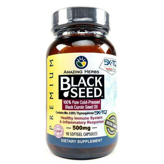 Основное фото товара Amazing Herbs, Черный Тмин 500 мг, Black Seed 500 mg, 90 капсул