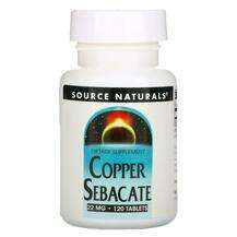Source Naturals, Copper Sebacate 22 mg, 120 Tablets