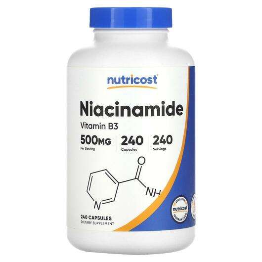 Основное фото товара Nutricost, Ниацинамид, Niacinamide Vitamin B3 500 mg, 240 капсул