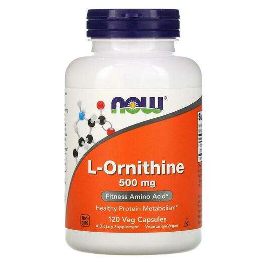 Основне фото товара Now, L-Ornithine 500 mg, L-Орнитин 500 мг, 120 капсул