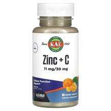 KAL, Цинк, Zinc + C Tangerine, 90 таблеток