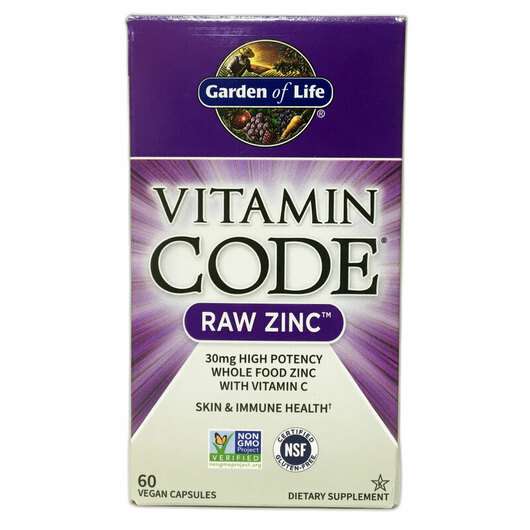 Основное фото товара Garden of Life, Цинк, Vitamin Code RAW Zinc, 60 капсул