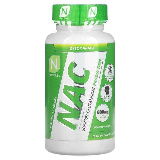 Основное фото товара Nutrakey, NAC N-ацетил-L-цистеин, NAC, 60 капсул