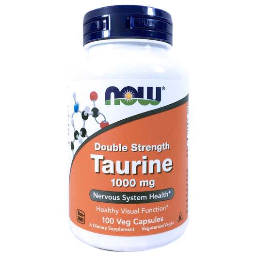 Основне фото товара Now, Double Strength Taurine 1000 mg, Таурин, 100 капсул
