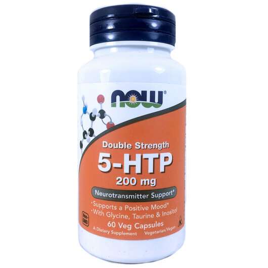 Основне фото товара Now, 5-HTP, 5-HTP 200 мг, 60 капсул