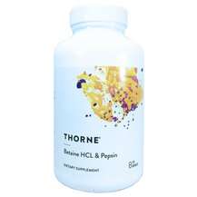 Thorne, Бетаин гидрохлорид, Betaine HCL & Pepsin, 225 капсул