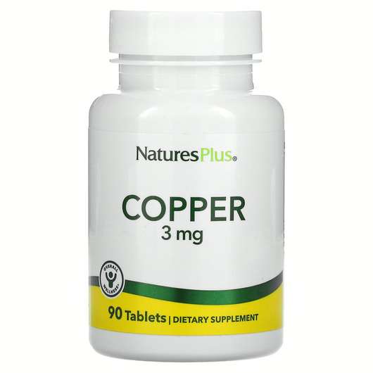 Основное фото товара Natures Plus, Медь 3 мг, Copper 3 mg 90, 90 таблеток
