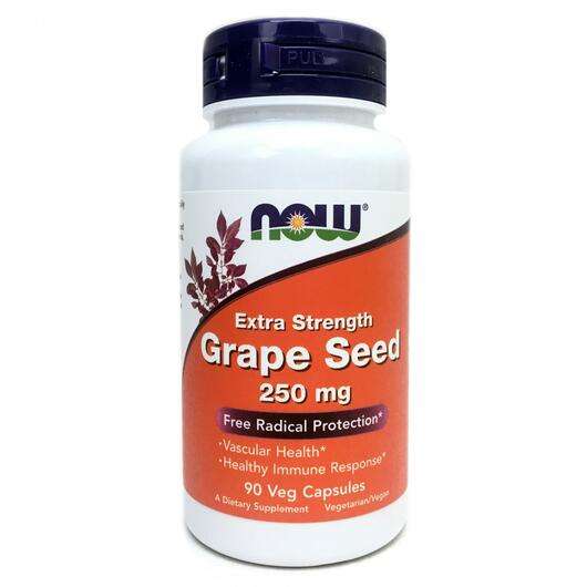Основне фото товара Now, Grape Seed 250 mg, Виноградні кісточки, 90 капсул