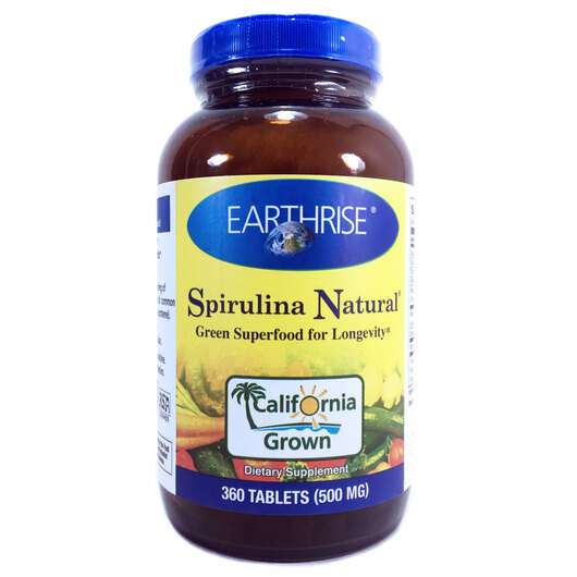 Основне фото товара Earthrise, Spirulina Natural 500 mg, Спіруліна 500 мг, 360 таб...