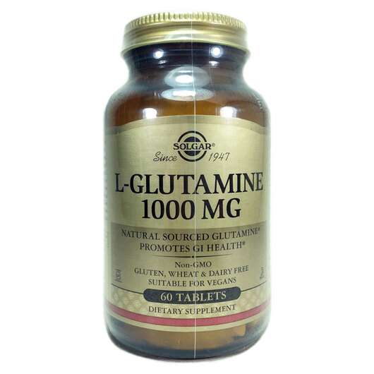 Основне фото товара Solgar, L-Glutamine 1000 mg, L-Глутамін 1000 мг, 60 таблеток
