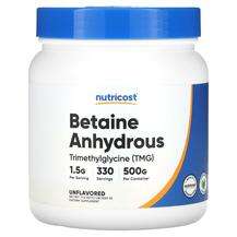 Nutricost, Триметилглицин, Betaine Anhydrous Unflavored, 500 г