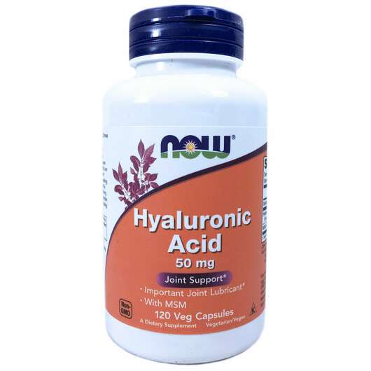 Основне фото товара Now, Hyaluronic Acid 50 mg, Гіалуронова кислота 50 мг, 120 капсул