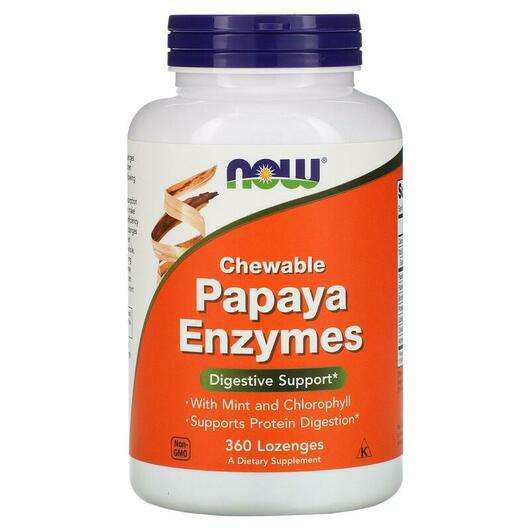 Основне фото товара Now, Papaya Enzymes Chewable, Ферменти Папайї, 360 таблеток