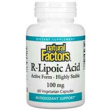 Natural Factors, R-Lipoic Acid 100 mg, 60 Vegetarian Capsules